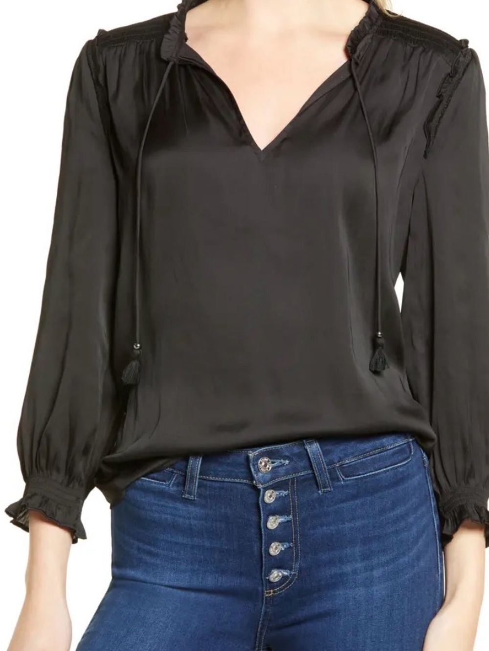 Paige Kaylynn tie neck long sleeve blouse size xs